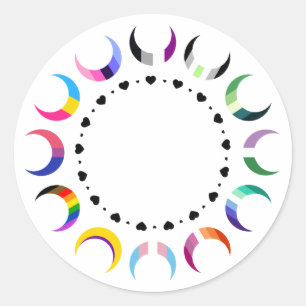 Crescent Pride Moons & Herz Ring Runder Aufkleber