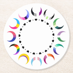 Crescent Pride Moons & Herz Ring Runder Pappuntersetzer