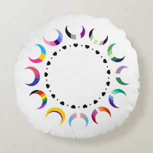Crescent Pride Moons & Herz Ring Rundes Kissen