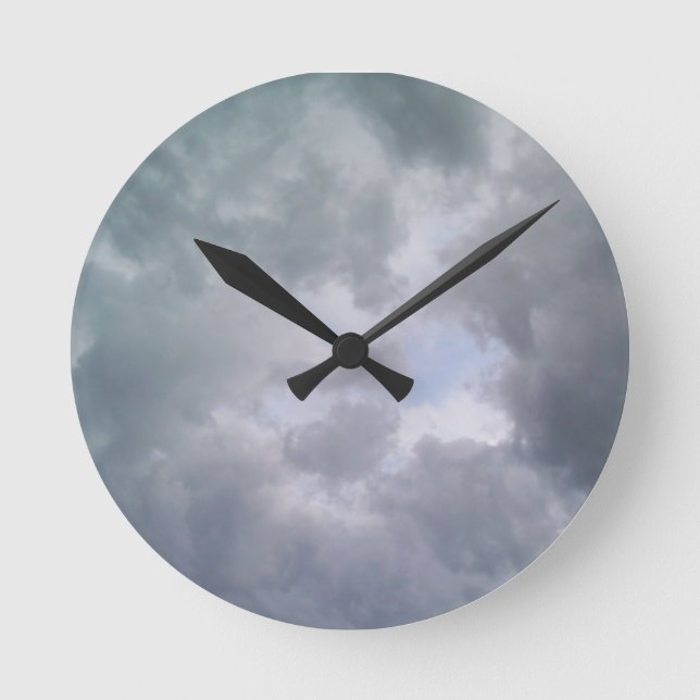 Crescent Shaped Wolken Runde Wanduhr (Vorderseite)