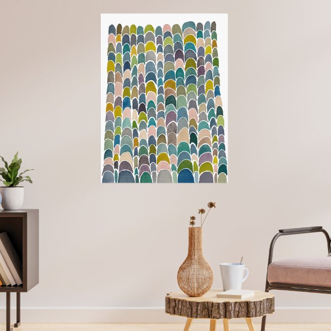 Crescent Tower Moons Watercolor Art Print  Poster (Wohnzimmer 3)