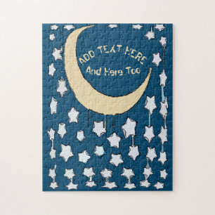 Cresent Moon & Stars, fügen Sie Text Jigsaw Puzzle