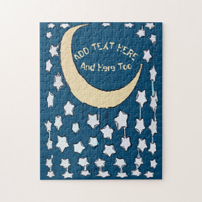 Cresent Moon & Stars, fügen Sie Text Jigsaw Puzzle (Vertikal)