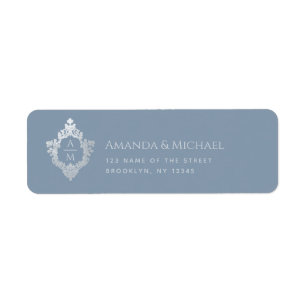 Crest Dusty Blue Hochzeit Monogramm Elegant Vintag
