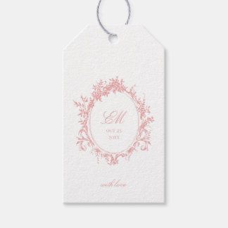 Crest Monogramm Pink Chinoiserie Hochzeitslogo Geschenkanhänger