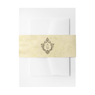 Crest Vintage Hochzeitsmonogramm Antikes Pergament Einladungsbanderole