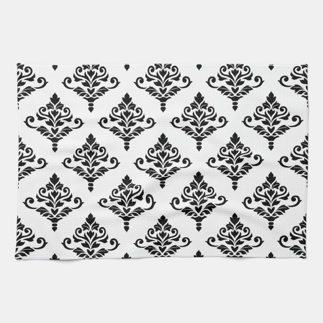 Cresta Damask Muster (B) Schwarz Handtuch (Horizontal)