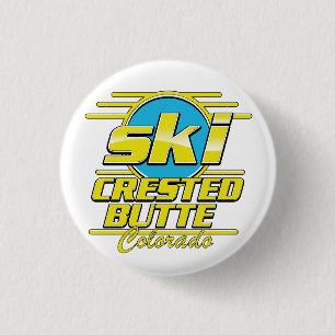 Crested Butte Colorado 80er Ski-Logo Button