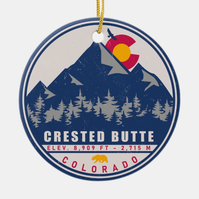 Crested Butte Colorado Retro Souvenirs Keramik Ornament (Vorne)