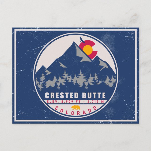 Crested Butte Colorado Retro Souvenirs Postkarte (Vorderseite)
