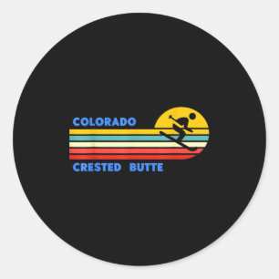 Crested Butte Colorado Skifahren Skifahrer Ski Ret Runder Aufkleber