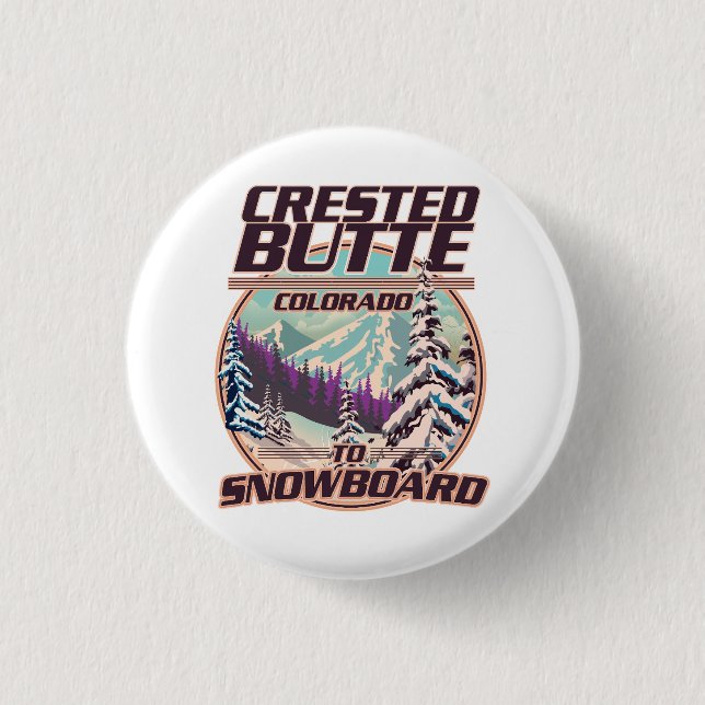 Crested Butte Colorado Snowboard-Logo Button (Vorderseite)