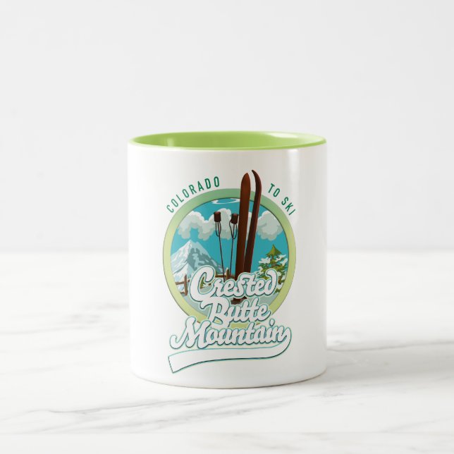 Crested Butte Mountain Colorado Logo Zweifarbige Tasse (Mittel)