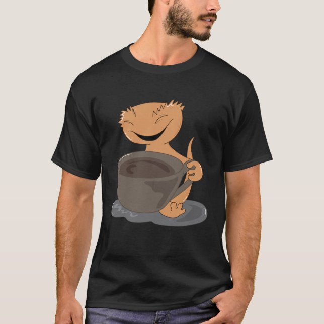 Crested Gecko Coffee Cute Lizard Lazy Office Monda T-Shirt (Vorderseite)