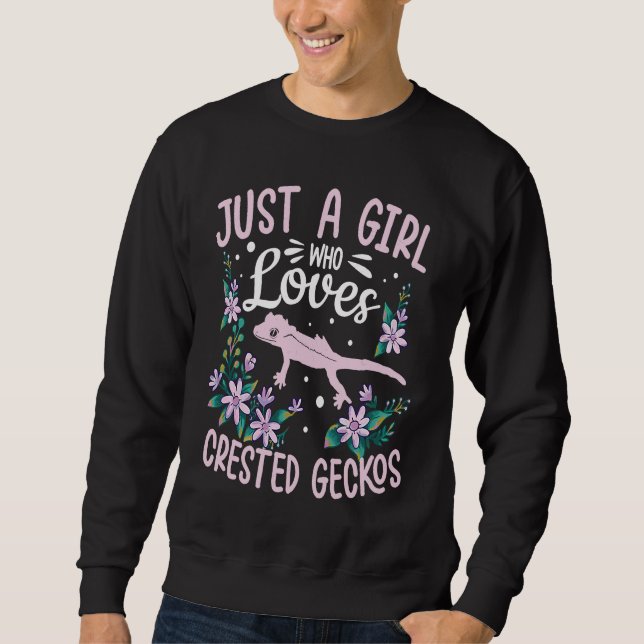 Crested Gecko Cute Just A Girl Who Loves Eyelash L Sweatshirt (Vorderseite)