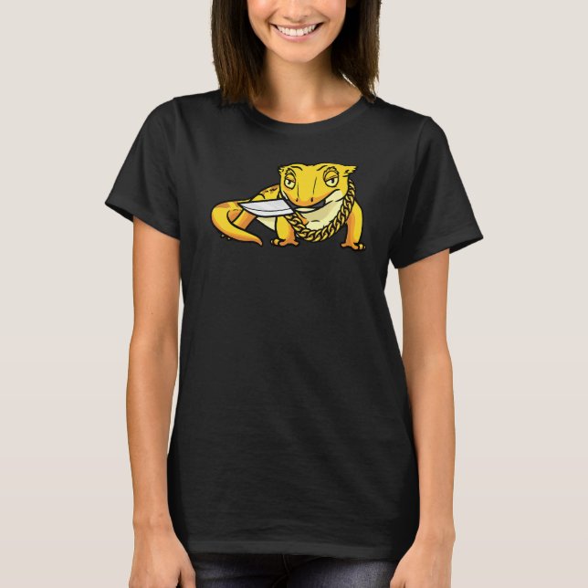Crested Gecko Lizard Eyelash Gecko Reptile mit KN T-Shirt (Vorderseite)