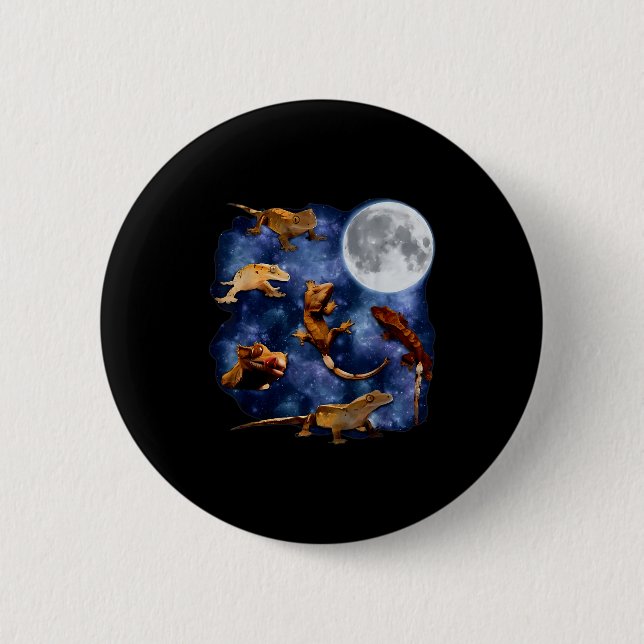 Crested Gecko Moon Retro Reptile Mom Dad Breeder L Button (Vorderseite)