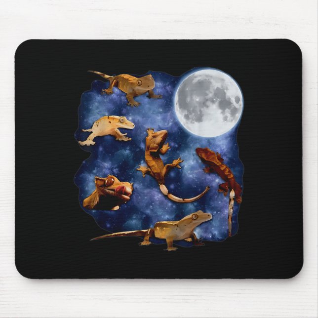 Crested Gecko Moon Retro Reptile Mom Dad Breeder L Mousepad (Vorne)