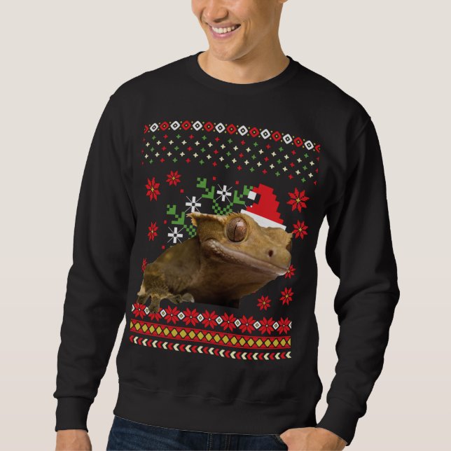 Crested Gecko Ugly Christmas Sweater Sweatshirt (Vorderseite)