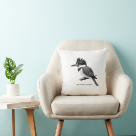 Crested Kingfisher Monochrome Throw Pillow Kissen