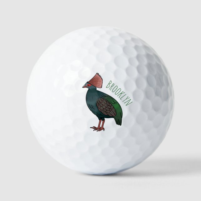 Crested partridge bird cartoon illustration golfball (Vorderseite)