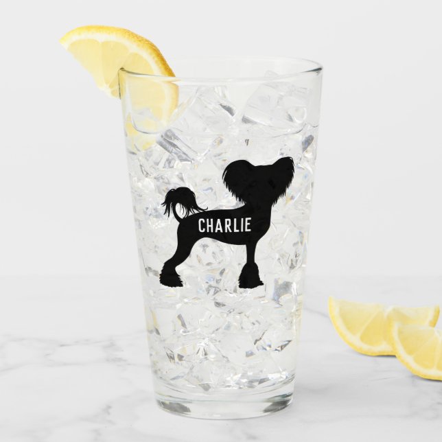 Crestie Dog Custom Chinesisch Created Silhouette Glas (Vorderseite Ice)