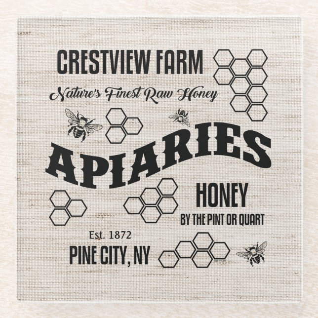 CRESTVIEW FARM APIARIARIES GLASUNTERSETZER (Vorderseite)