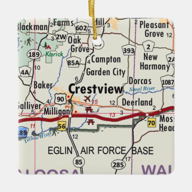 Crestview Florida Karte Keramikornament (Vorderseite)