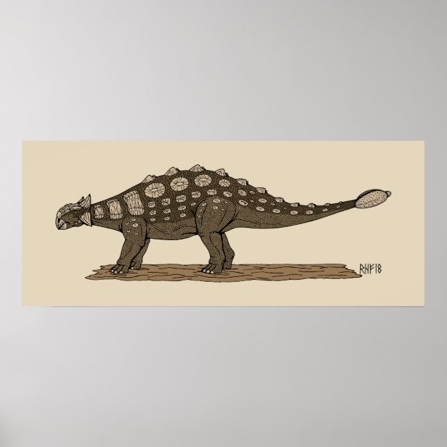Cretaceus Dinosaurier Ankylosaurus Poster (Vorne)