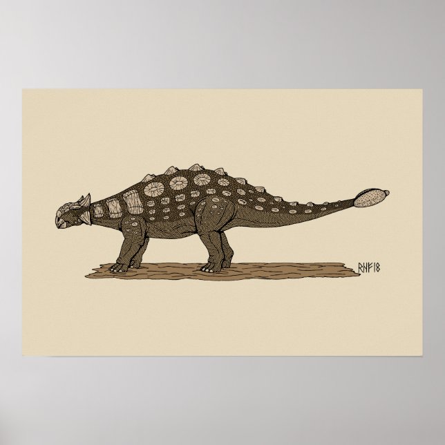 Cretaceus Dinosaurier Ankylosaurus Poster (Vorne)