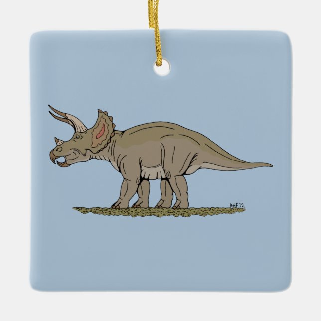 Cretaceus Dinosaurier Triceratops Keramikornament (Vorderseite)