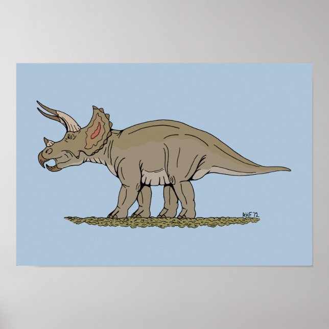 Cretaceus Dinosaurier Triceratops Poster (Vorne)