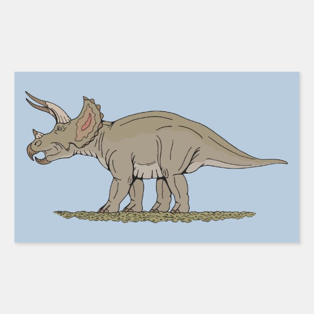 Cretaceus Dinosaurier Triceratops Rechteckiger Aufkleber (Vorderseite)