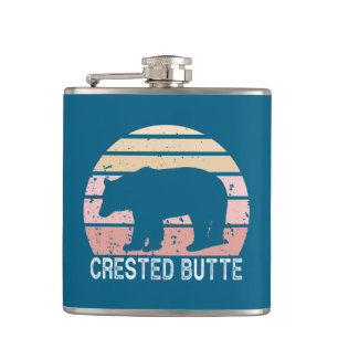 Crete Butte Colorado Retro Bär Flachmann