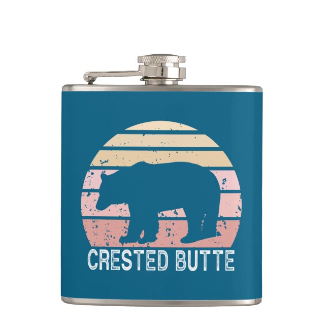Crete Butte Colorado Retro Bär Flachmann (Vorderseite)