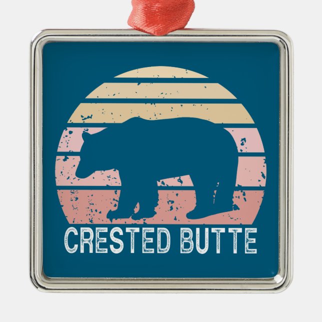 Crete Butte Colorado Retro Bär Ornament Aus Metall (Vorne)