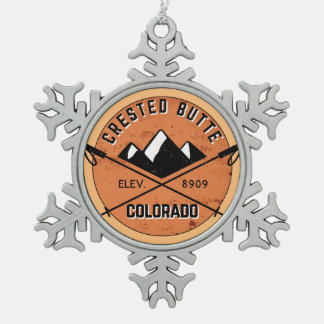 Crete Butte Colorado Skigebiete Ski Schneeflocken Zinn-Ornament