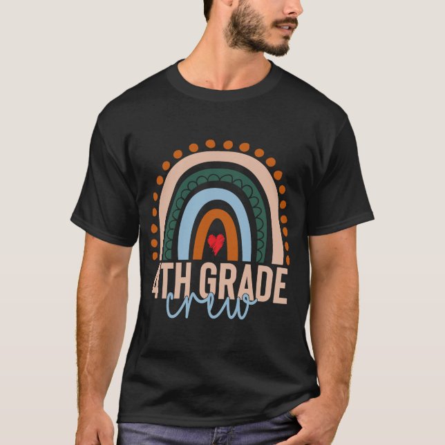 Crew 4. Klasse Regenbogenschüler Zurück an Sch T-Shirt (Vorderseite)