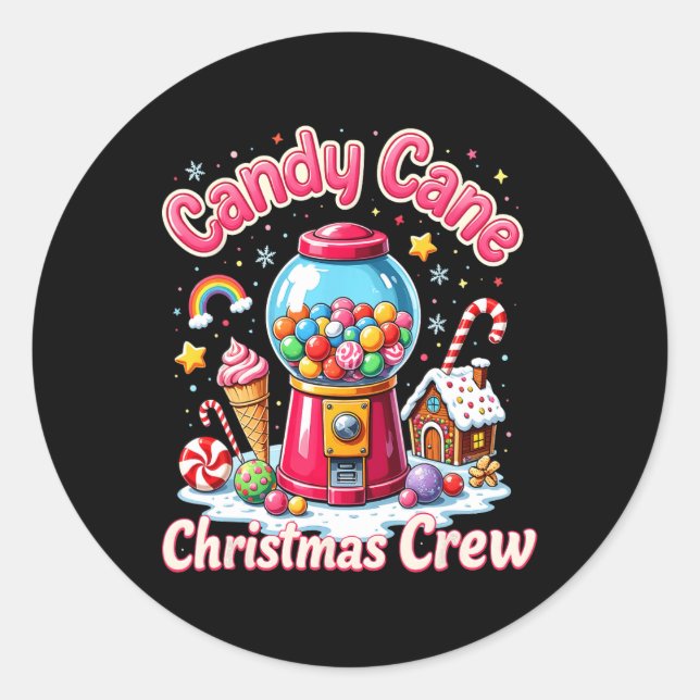Crew Candyland Candy Cane Runder Aufkleber (Vorderseite)