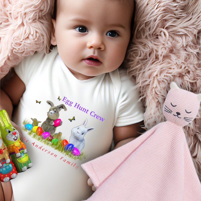 Crew der Eierjagd Personalisiert Familienname Baby Strampler (Von Creator hochgeladen)