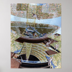 Crew der Raumkolonie am Arbeitsplatz Poster