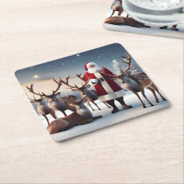 Crew des Weihnachtsmannes: Weihnachtsfeiertage mit Rechteckiger Pappuntersetzer