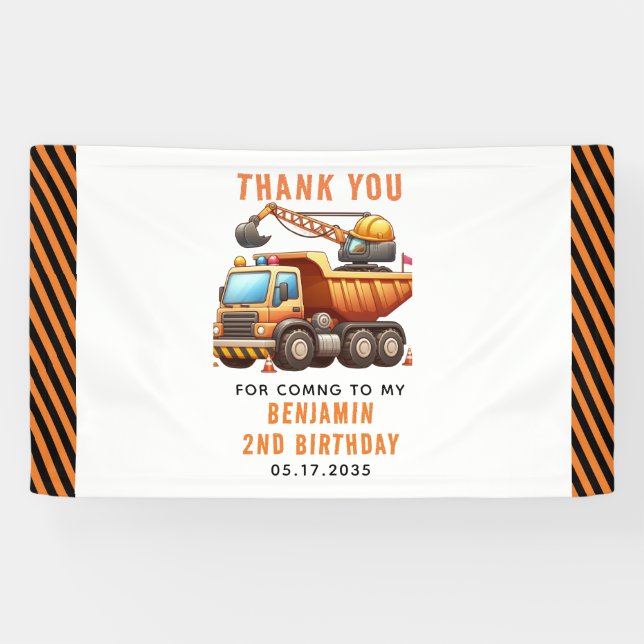 Crew Dump Truck 2. Geburtstag Banner (Horizontal)