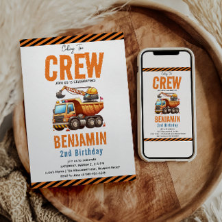Crew Dump Truck Boy 2. Geburtstag Einladung