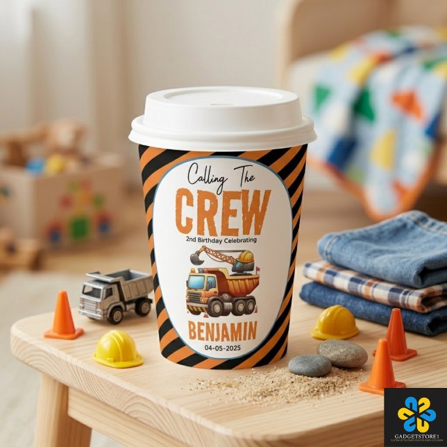 Crew Dump Truck Boy 2. Geburtstag Pappbecher (Construction Crew Dump Truck Boy 2nd Birthday Paper Cups
)