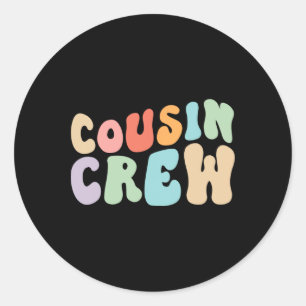 Crew für Vintage Cousin Groovy Retro Design Famili Runder Aufkleber