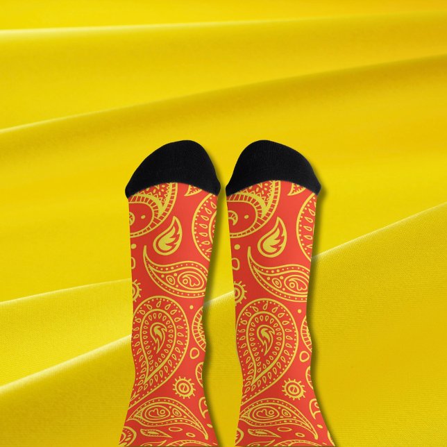 Crew Gelb und Orange Paisley Socken (Von Creator hochgeladen)
