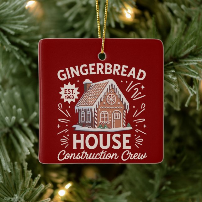 Crew Gingerbrot House Construction Funny Xmas Keramikornament (Baum)