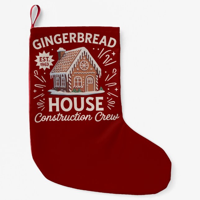 Crew Gingerbrot House Construction Funny Xmas Kleiner Weihnachtsstrumpf (Vorderseite)