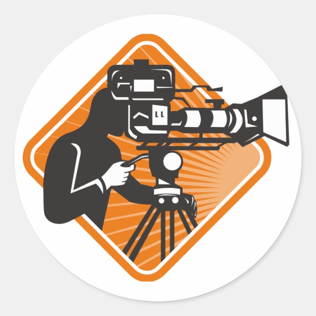Crew Kameramann Drehkamera Runder Aufkleber (Vorderseite)